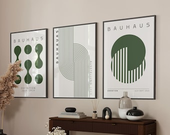 Sage Green Bauhaus Print Set: Modern Exhibition Posters (Digital Download)