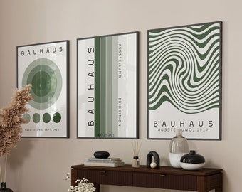 Sage Green Bauhaus Print Set: Modern Exhibition Posters (Digital Download)