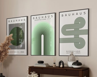 Sage Green Bauhaus Print Set: Modern Exhibition Posters (Digital Download)