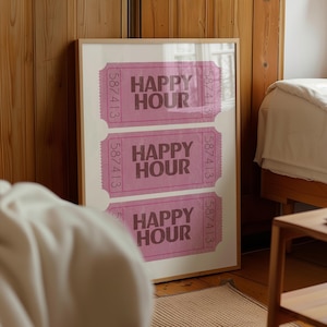 Yappy Hour-afdruk, barwagenafdruk, girly wanddecor, appartementposters, keukenkunstafdruk, wanddecor dineren, retro muurkunst