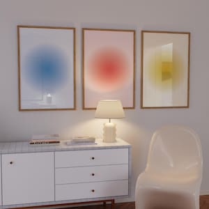 Positive Aura Posters Set Of 3, Spiritual Poster, Grainy Gradient, Gradient Print, Colourful Aura Poster