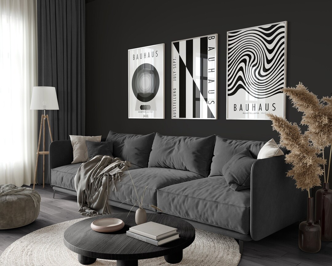 Black and White Abstract Geometric Bauhaus Wall Art Poster - Etsy