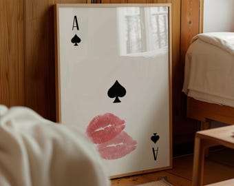 Ace of Spades Lips Print: Retro Femme Fatale Wall Art (Digital Download)