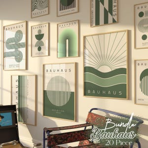 20 Piece Bundle Bauhaus Print, Bauhaus Wall Art, Bauhaus Prints Green, Bauhaus Poster Set, Bauhaus Gallery, Boho Bauhaus, Bauhaus Digital