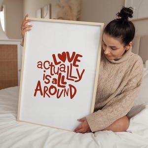 Love quote print, Red Typography Art, Retro Love Print, Red Heart Print, Hand Drawn Quotes, Trendy Dorm Decor, Y2K Apartment Art, Aesthetic Art Print, i love you print, Love actually is all, valentine's print, gift for girlfriend, housewarming gifts