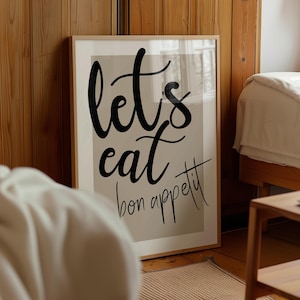 Lets Eat Bon Appetit Print, Dining Room Prints, Kitchen Typography, Dining Area Art, Lets Eat Poster, More Colours Available