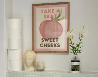 Lustig Badezimmer Druck: Süßes Wangen Toilettenschild (Digitaler Download)