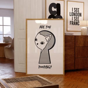 bathroom wall art, funny bathroom art, bathroom art print, art deco bathroom, cat bathroom art, bathroom cat poster, Are You Pooping, Pooping Print, bathroom art, bathroom art toilet, Bathroom Wall Print, bathroom poster art, are you pooping cat