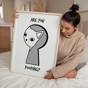 bathroom wall art, funny bathroom art, bathroom art print, art deco bathroom, cat bathroom art, bathroom cat poster, Are You Pooping, Pooping Print, bathroom art, bathroom art toilet, Bathroom Wall Print, bathroom poster art, are you pooping cat
