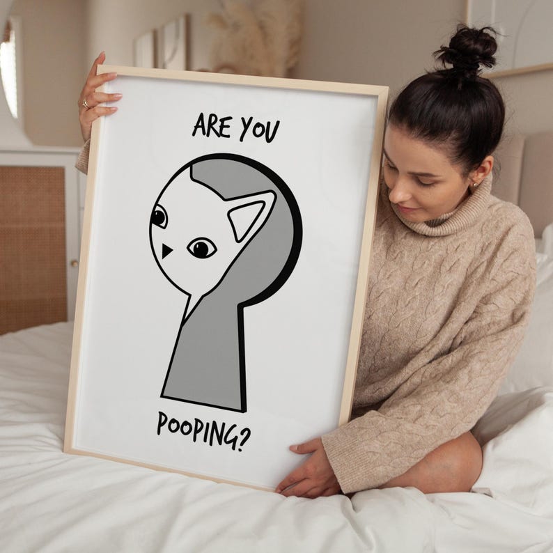 bathroom wall art, funny bathroom art, bathroom art print, art deco bathroom, cat bathroom art, bathroom cat poster, Are You Pooping, Pooping Print, bathroom art, bathroom art toilet, Bathroom Wall Print, bathroom poster art, are you pooping cat
