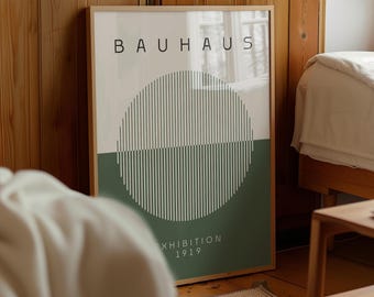Bauhaus Exhibition Poster: Sage Green Boho Decor (Digital Download)