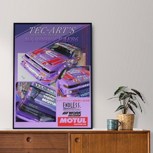 Póster de la revista JDM Toyota Corolla AE86 vintage, arte de pared, obra de arte inicial D de Hachiroku, tamaño A4-A0 de TEC-ART