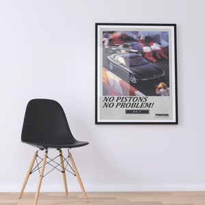 Vintage Mazda RX-7 Magazine Advertisment Poster No Pistons, No Problem, JDM Poster,