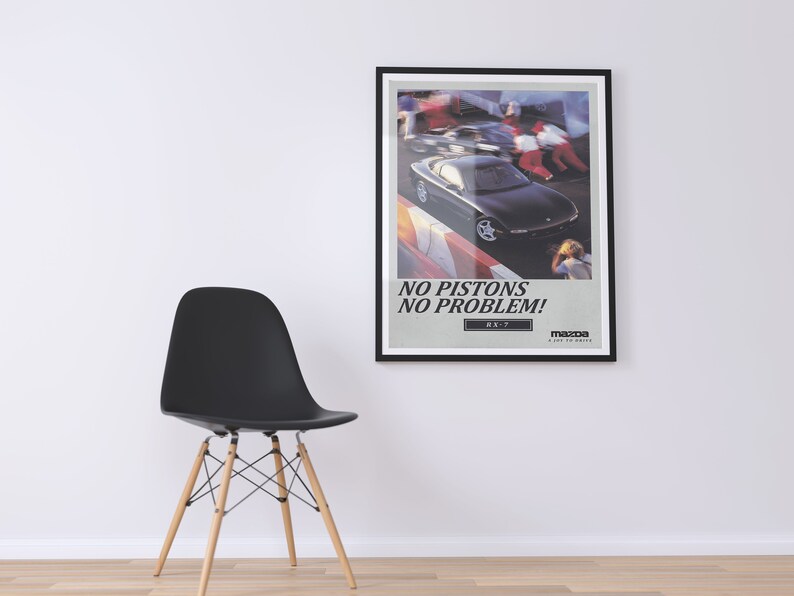 Vintage Mazda RX-7 Magazine Advertisment Poster No Pistons, No Problem, JDM Poster,