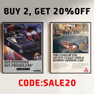 Vintage Mazda RX-7 Magazine Advertisment Poster Wall art No Pistons, No Problem, JDM Poster,Rotary Power,Old Car Advert, All sizes A1-A4 image 6