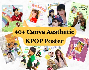 Más de 40 carteles estéticos de KPOP en Canva: cumpleaños, regreso, reuniones de fans, eventos, productos
