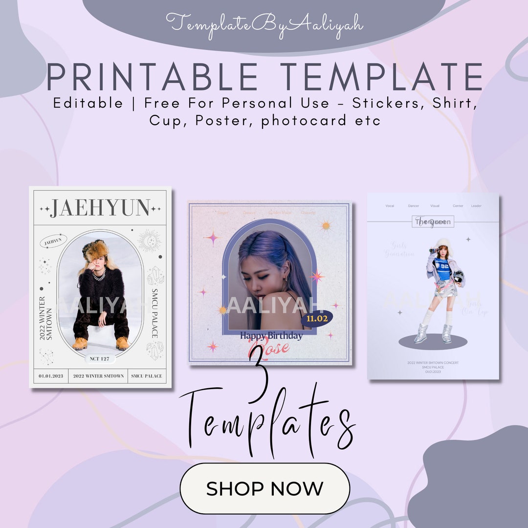 3 Printable Template Canva Aesthetic Minimalist Kpop Poster Etsy