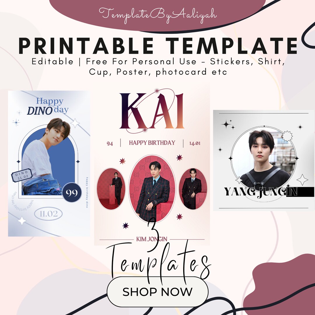 3 Printable Template Canva Aesthetic Minimalist Kpop Poster Etsy