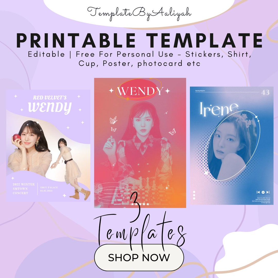 3 Printable Template Canva Aesthetic Minimalist Kpop Poster Etsy