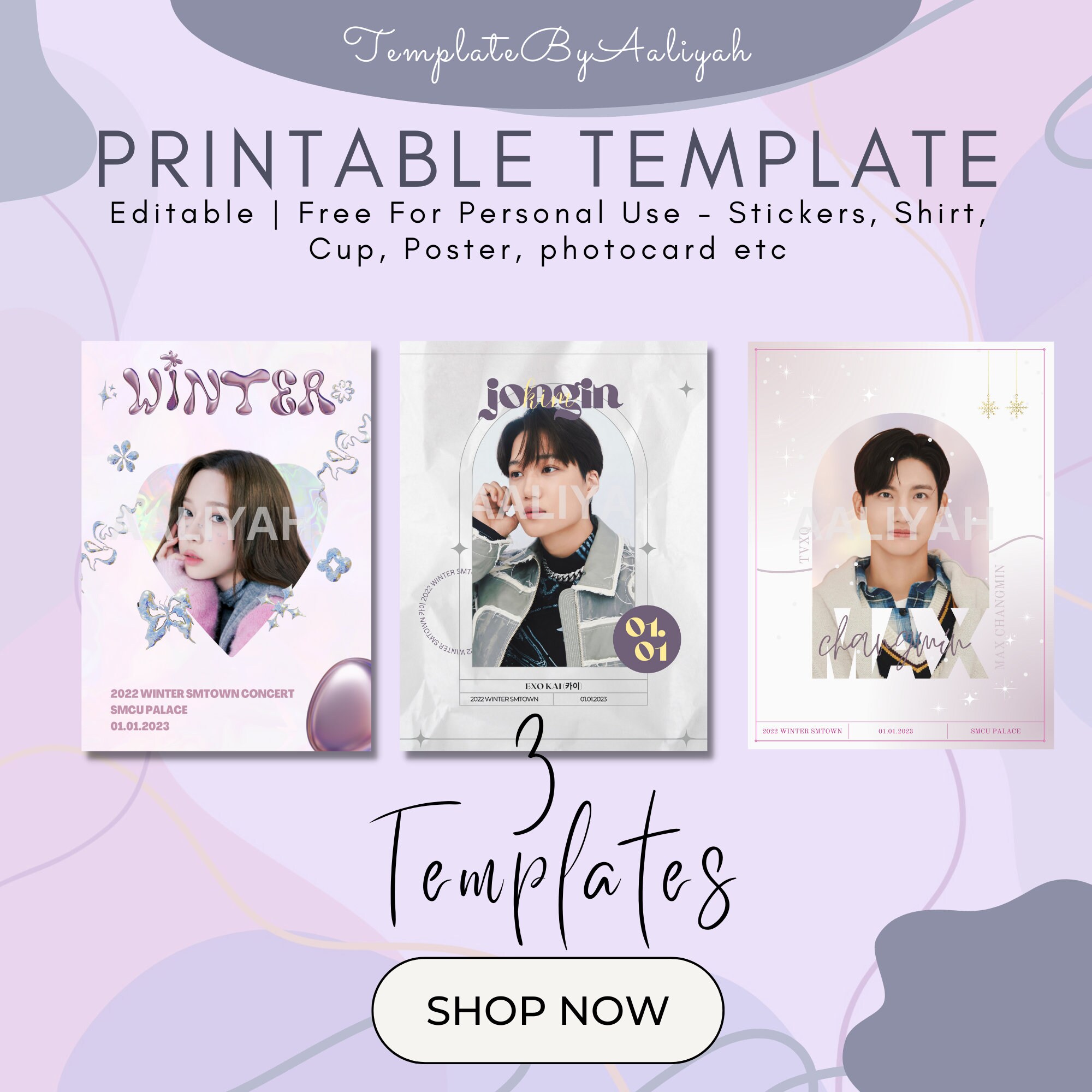3 Printable Template Canva Aesthetic Minimalist Kpop Poster Etsy Ireland