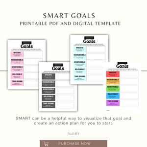 SMART Goals Planner Printable and Digital Template, Smart Goals ...