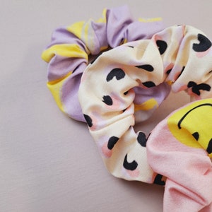 Happy Scrunchie Collection Must Have Hair Tie Hair Scrunchy Ponytail Holder Gift Idea Scrunchie Smiley Scrunchies Trend image 7