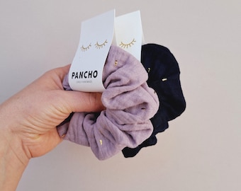 Scrunchie aus Musselin mit Gold | Haargummi | Hair Scrunchies | Zopfgummi | haarschonend | Glitzer | Geschenkidee | Hygge | Must Have