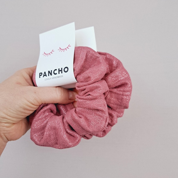 Muslin scrunchie pink with glitter | Hair accessory trend | Boho Fashion | Hair tie | Hair styling | rubber band | Accessories wrist