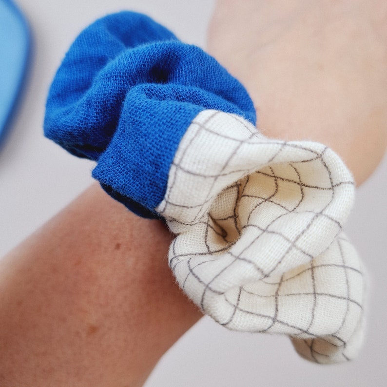 Happy Scrunchie aus Musselin Fabric mix Style I Bio Qualität I Trendfarben I Retro-Zopfgummi I Haarschmuck I Haargummis Color Blocking Bild 7