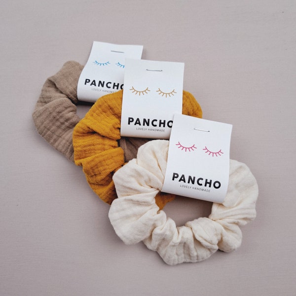 Organic muslin scrunchie in plain colors | Hair tie | Hair Scrunchies | rubber band | Gift idea | Hygge Lifestyle | sustainable fashion accessory