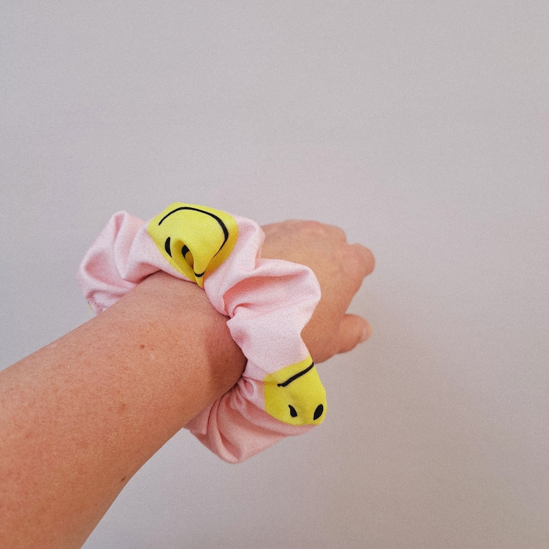 Happy Scrunchie Collection Must Have Hair Tie Hair Scrunchy Ponytail Holder Gift Idea Scrunchie Smiley Scrunchies Trend image 6