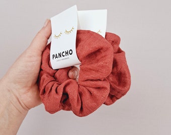 Musselin Scrunchie Ginger Red mit Glitzer | Haaraccessoire Trend | Boho Fashion | Haargummi | Haarstyling | Zopfgummi | Accessoires Gold