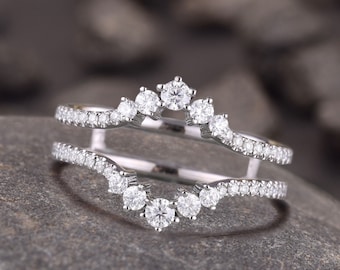 Runder Schnitt Moissanite Diamantring,Enhancer Schutzring für Frauen,Hochzeitstag Geschenk für Frau, Antragsring,Geburtstagsgeschenk Ring