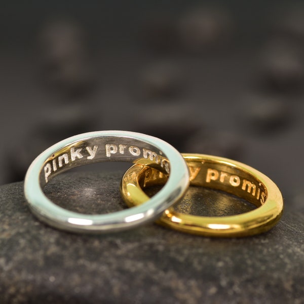 Charming 14k Solid Gold Pinky Promise Ring - Symbolic and Elegant Design, Perfect for Couples or as a Special Gift to a Loved One.