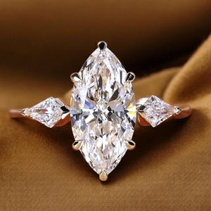 Marquise Engagement ring Gold Travel ring Unique Silver Promise ring Wedding ring Simulated diamond ring Solitaire diamond ring Gift for her
