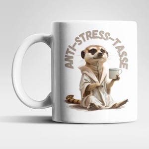 Meerkat Anti-Stress Mug – funny ceramic coffee mug 325ml with saying, ideal gift for animal lovers
