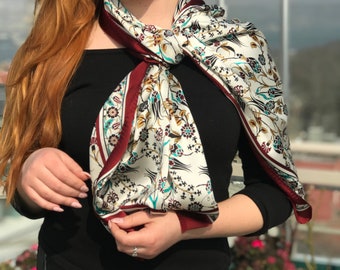 This 100% pure silk oriental scarf