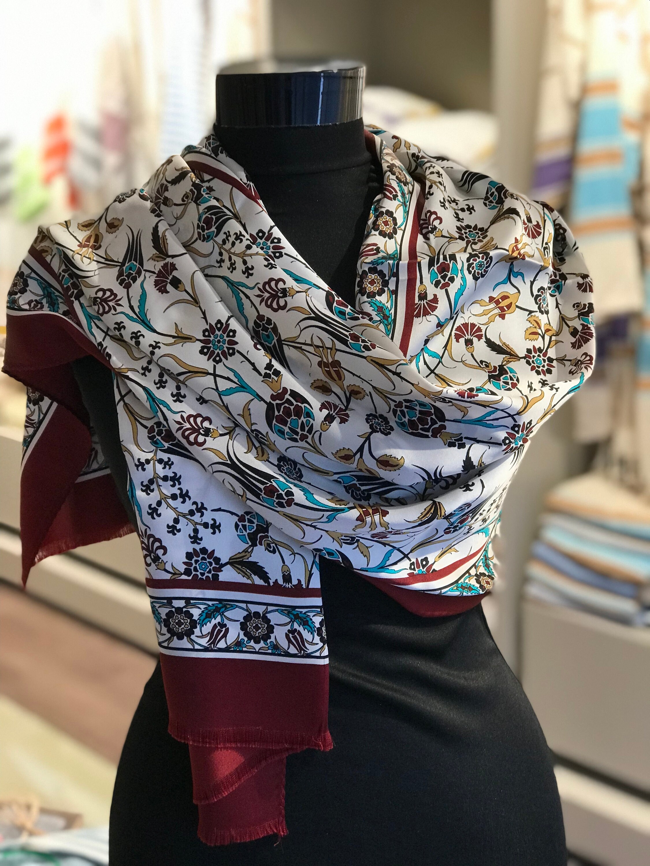 This 100% Pure Silk Oriental Scarf - Etsy