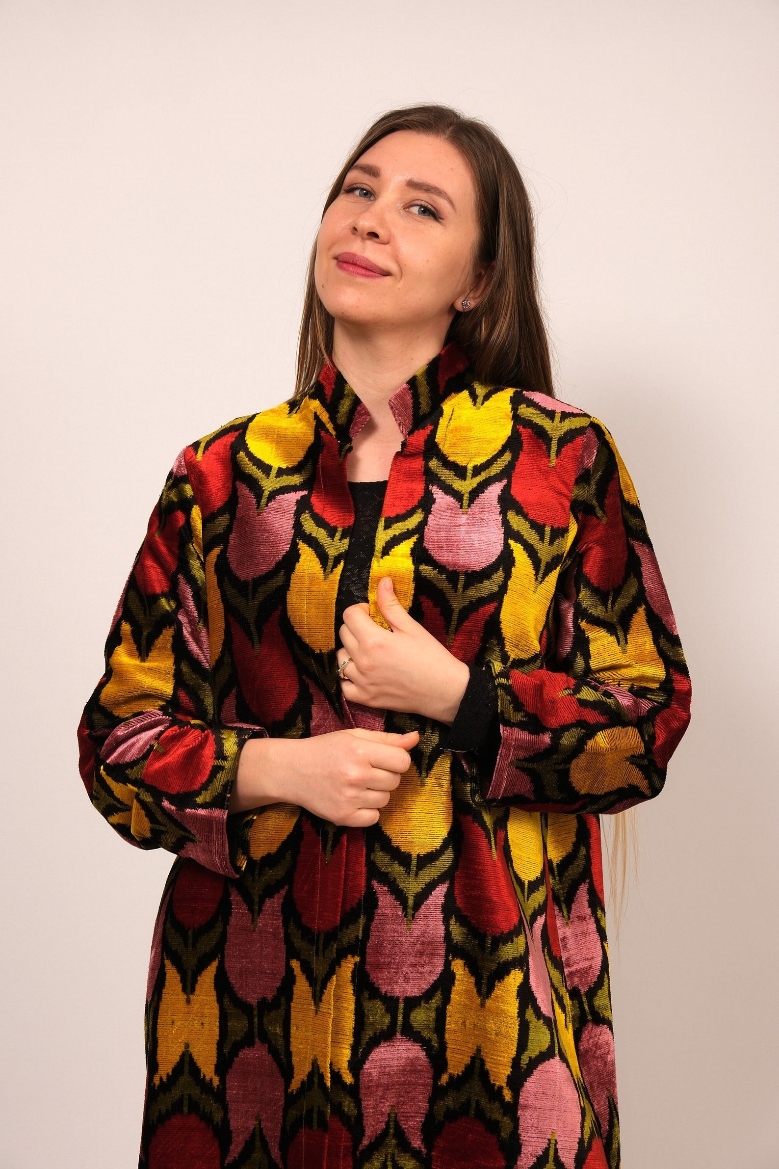 Silk Velvet Jacket, Silk Velvet Kaftan, Velvet Kaftan Dress, Velvet