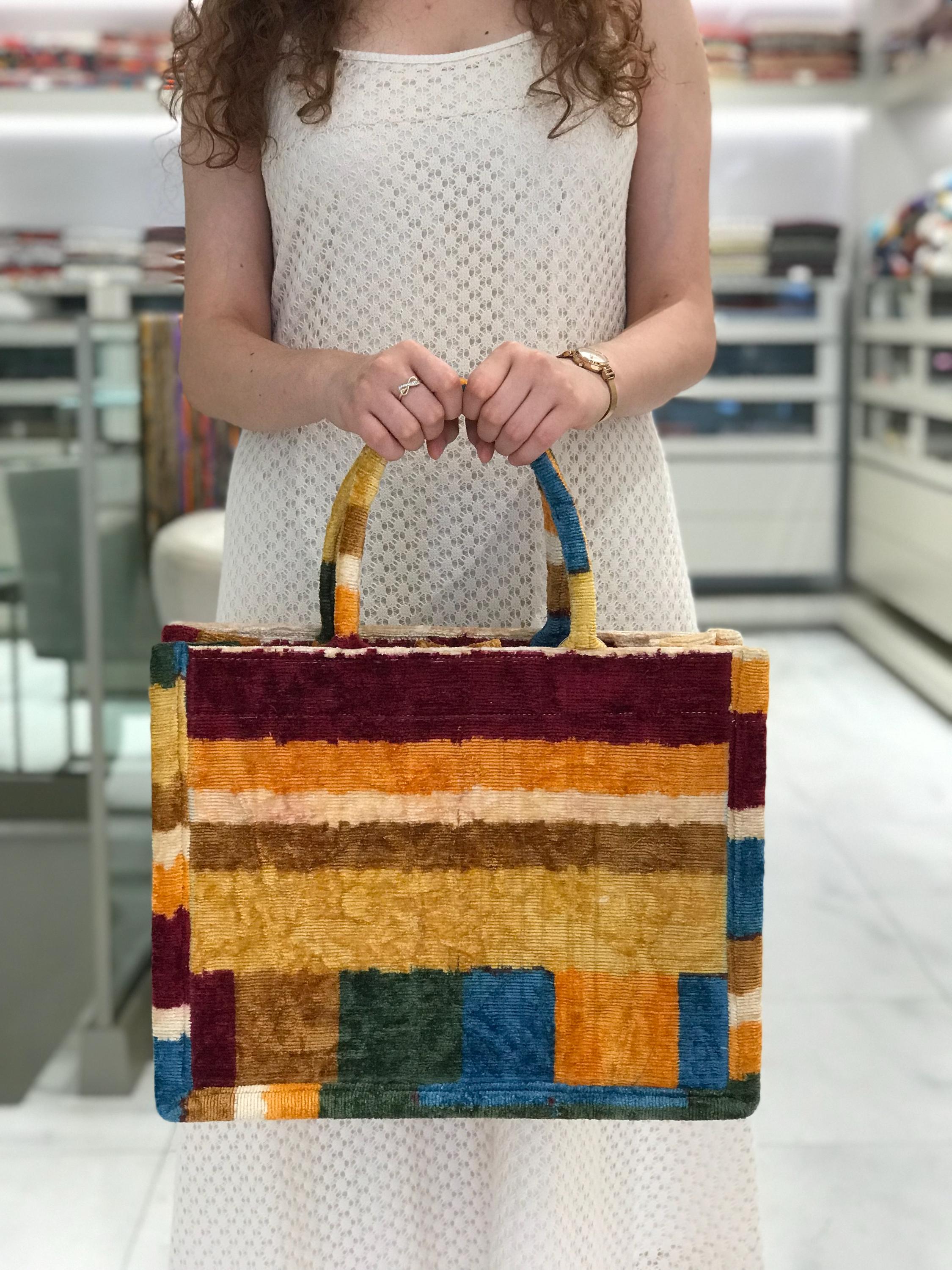 Norfolk Sustainable Ikat Bag with Leather Strap and Trims - Purple main image 1