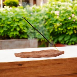 Wood Incense Burner Holder | Handmade Wooden Incense Stick Holder | Leaf Design Ash Catcher for Modern Home Decor.