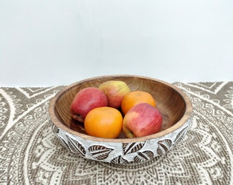 Handmade Wooden Fruits Bowl Wooden made of Natural Mango Wood ,Bowl For Fruits Vegetables Snacks Multi Purpose, Kitchen And Dining Table