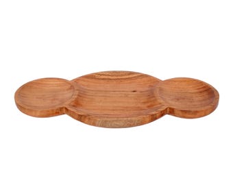 Acacia Wood Serving Platter: Handcrafted Wooden Breakfast Tray (16"x7.5"x1"in.)