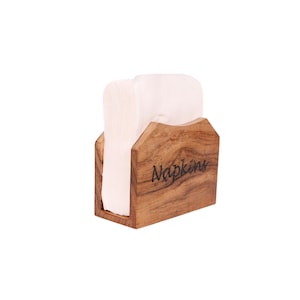 Servilletero de madera para mesa: elegante decoración de mesa de cocina y comedor, uso interior y exterior, servilletero duradero y elegante.