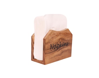 Acacia Wooden Napkin Holder: Rustic Kitchen & Dining Decor