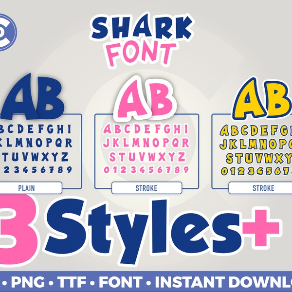 Shark Font Bundle • Svg • Png • Pdf • INSTANT DOWNLOAD