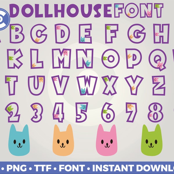 Lot de polices Dollhouse • Svg • Png • Pdf • TÉLÉCHARGEMENT IMMÉDIAT