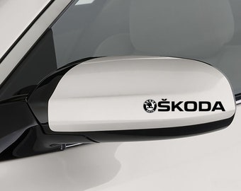 Skoda With Logo Vinyl Sticker Laptop Window Bumper Lots Of Colours 3 Stickers Easy To Apply