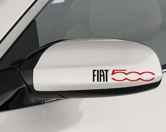 Fiat 500 Vinilo Adhesivo Espejo Retrovisor Rojo 500 Logo Gráfico Muchos Colores 3 Pegatinas Fáciles de Aplicar