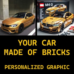Custom Car Brick Model Portrait, Personalized Car Art (Digital Image)